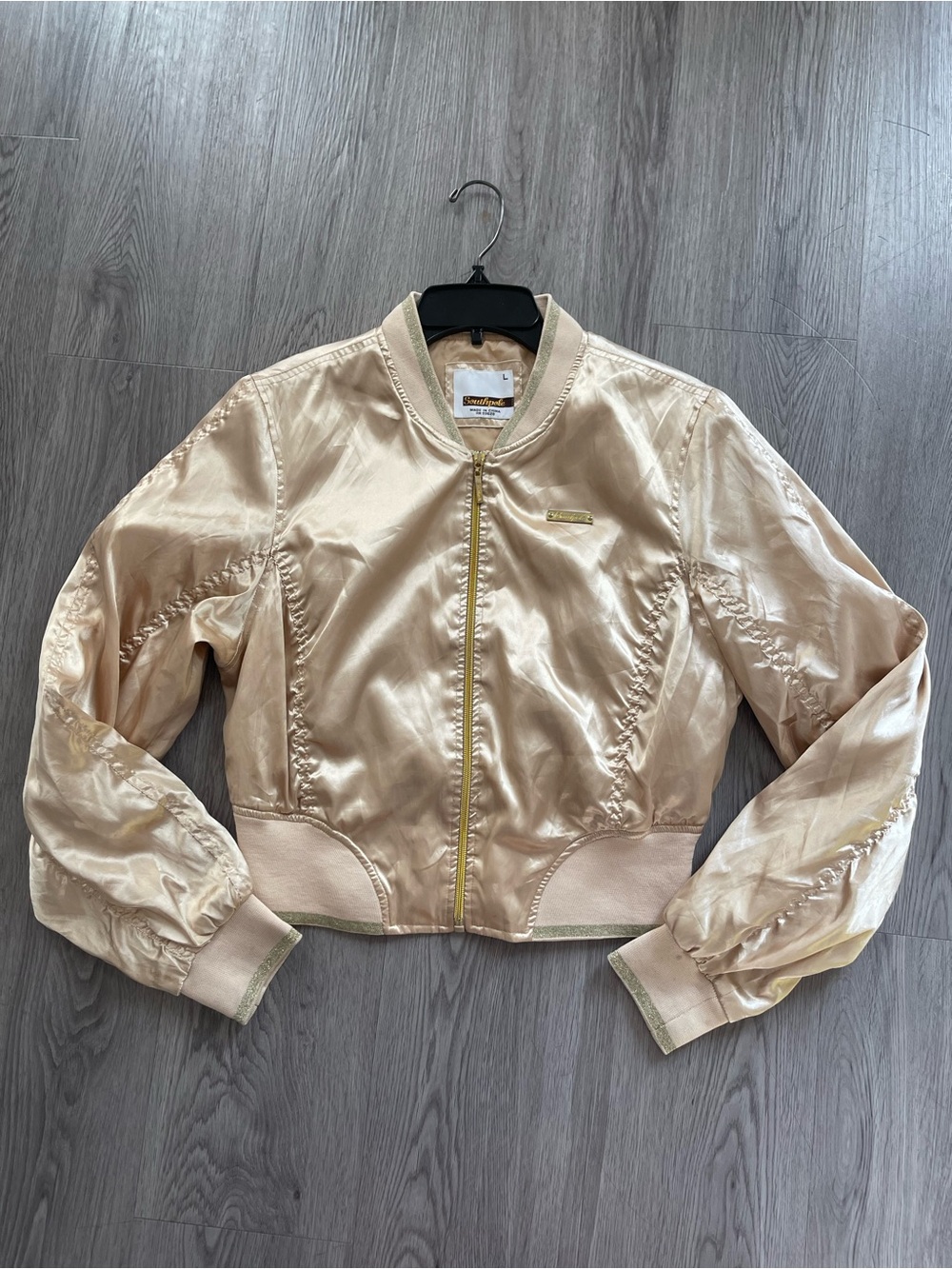 Vtg Y2K South Pole gold bomber jacket large